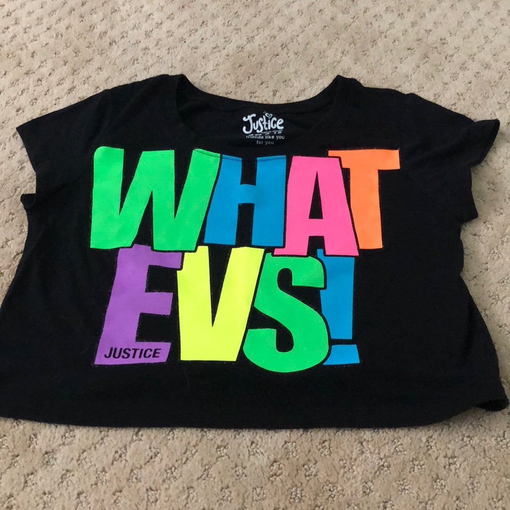 Justice crop top black and rainbow